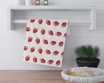 Paño de cocina/paño de té con estampado de fresas, estampado de frutas rojas