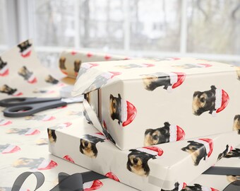 Bernadoodle Christmas Wrapping Paper | Holiday Puppy Pattern