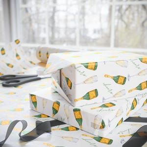 Champagne Bottle Pattern Wrapping Paper | Holiday Birthday Celebration