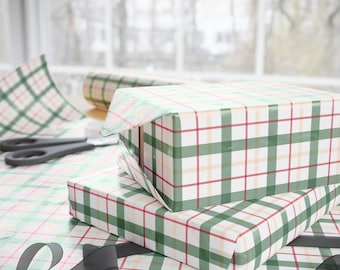 Red and Green Plaid Gift Wrap | Holiday Wrapping Paper Roll