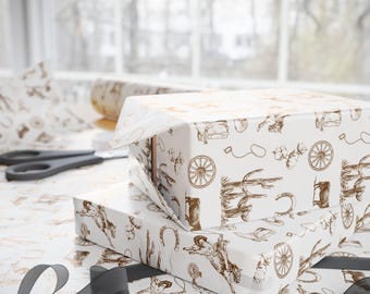 Wild West Cowboy Pattern Wrapping Paper | Western Print Gift Wrap