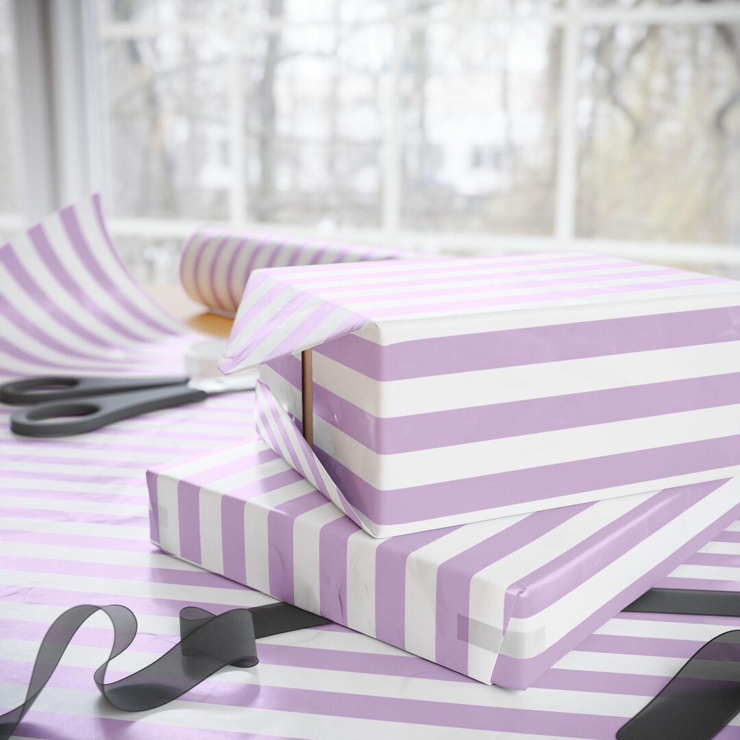 Strippy Rapping Paper Lavender Striped Wrapping Paper | Pastel Stripes Gift Wrap Roll - Etsy