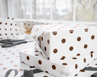 Brown Polka Dot Gift Wrap | Minimalist Holiday Wrapping Paper Roll