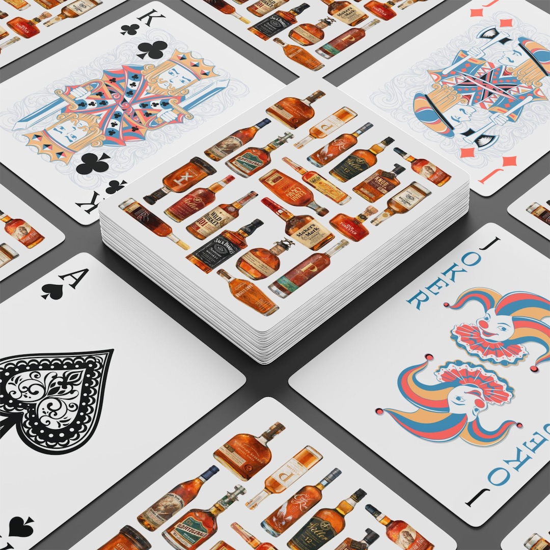 Bourbon Bottles Watercolor Playing Cards | Deck of Cards - Etsy