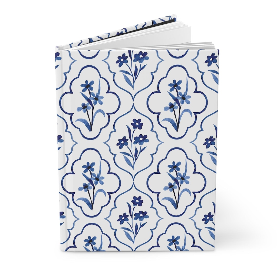 Blue Floral Tile Pattern Journal | Hardcover Notebook - Etsy