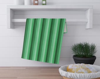 Paño de cocina/manta de té a rayas verticales verdes de San Patricio
