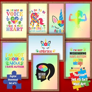 Autism Awareness Wall Art Prints: Set #5, Inspirational Quotes (Digital Download)