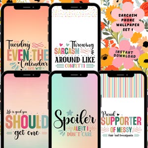 Sarcasm iPhone + Android Wallpapers Set #1 | Set of 5 | Phone Wallpaper | Funny Phone Decor| Phone Background | Instant Download