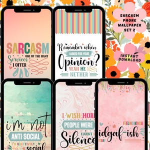 Sarcasm iPhone + Android Wallpapers Set #2 | Set of 5 | Phone Wallpaper | Funny Phone Decor| Phone Background | Instant Download