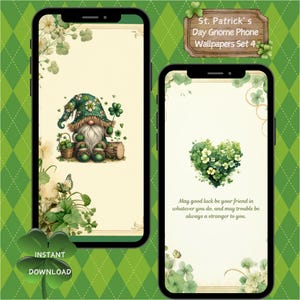 St. Patrick's Day Wallpaper Set 4 | Klee Zwerg Deko Hintergrund (Digitaler Download)