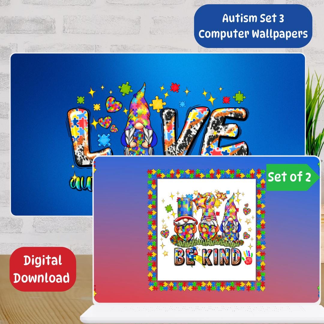 Autism Set #3 Computer Wallpaper | Set of 2 | Autism Awareness ...