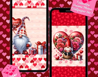 Ensemble de papiers peints pour téléphone n°1 pour la Saint-Valentin (téléchargement instantané)