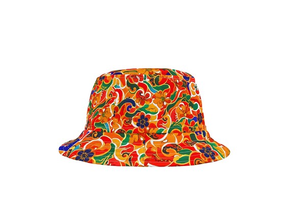 Boho Fuzzy Floral Print Bucket Hat Boho Floral Bucket Hat, Wildflower Print, Spring Summer Hat  main image 4