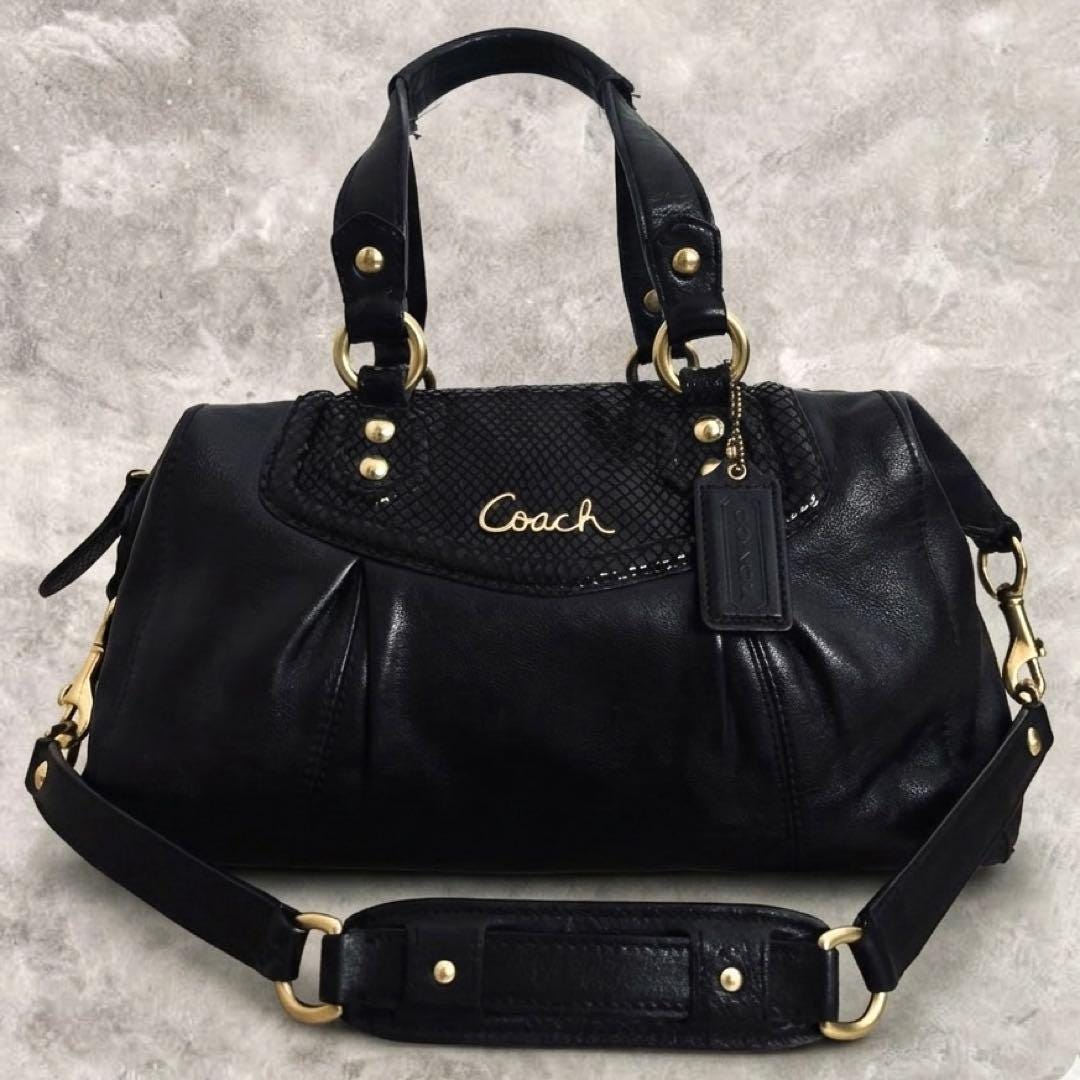 Authentic Coach Hand Bag Madison Y2k Vintage Archive Leather Black 