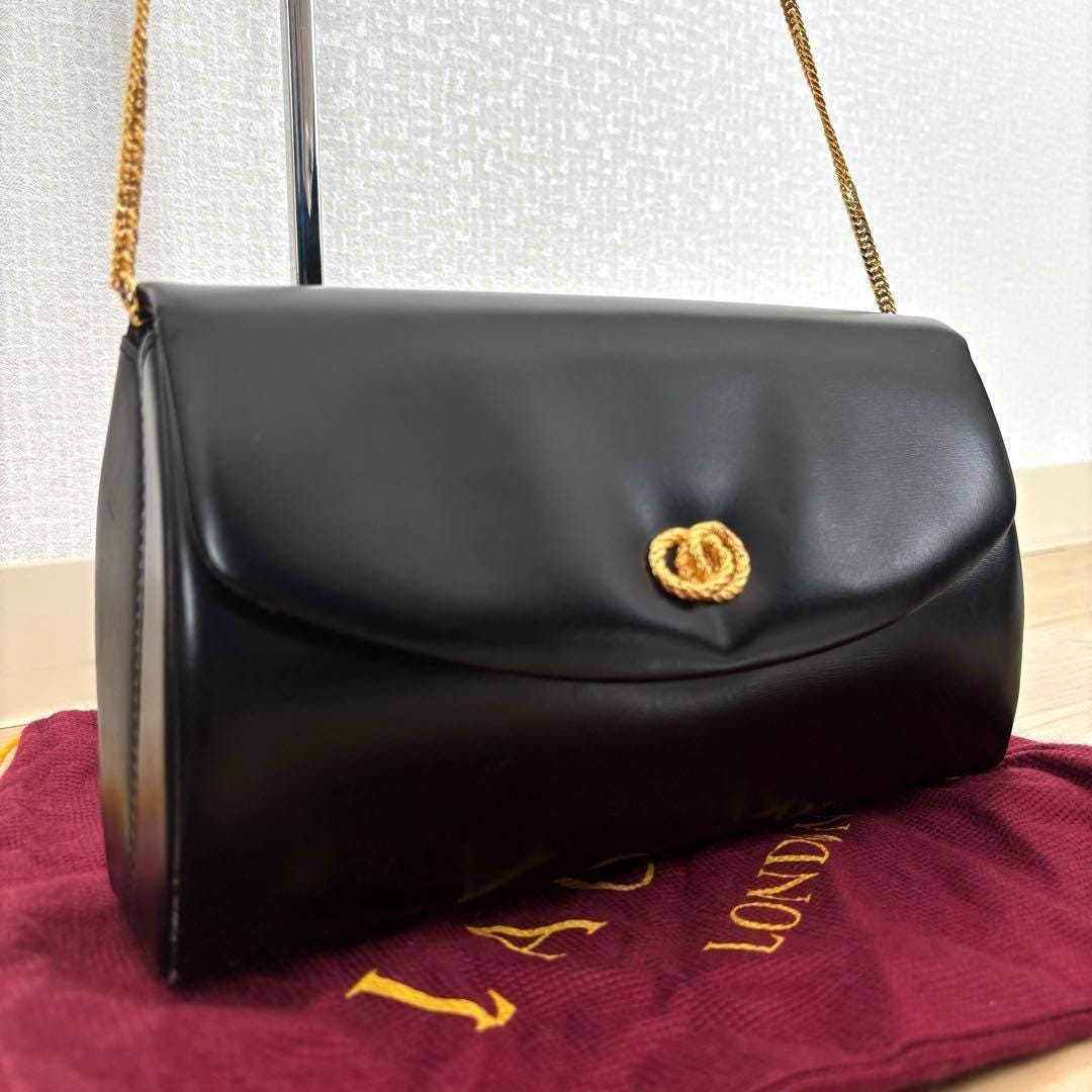 バッグ LAUNER LONDON Leather Chain Bag LAUNER LONDON Genuine leather shoulder bag in black Chain