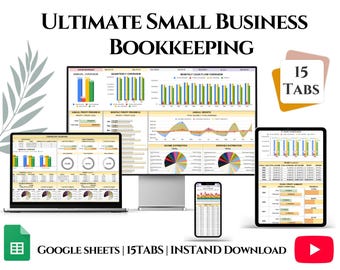 Small Business Tools Spreadsheet Ultimate Bookkeeping Business Google Sheet Expense budget Sales Accounting Template Income Tracker