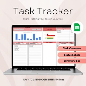 Project Task Tracker, Task Priority, Tracker Google Sheets ,To Do List, Manager Calendar, Checklist Spreadsheet Template ,Goal Tracker