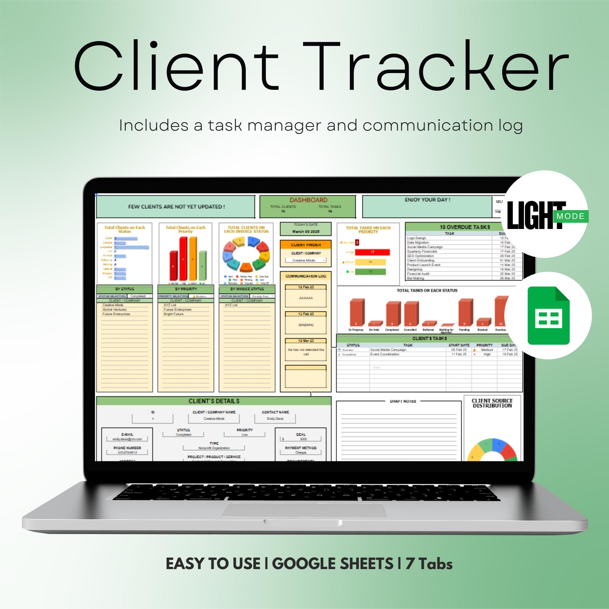 Appointment Tracker Google Sheets Template Digital work planner Client Management Spreadsheet Tracker Small Business Spreadsheet Template