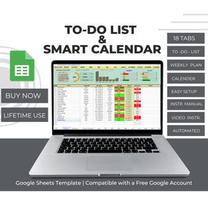 To-Do List & Smart Calendar Template| Task Tracker| Digital Calendar 2025| Daily Monthly Planner| Google Sheets| Digital Checklist Template