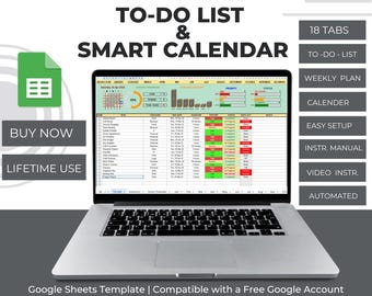 Takenlijst en slimme kalendersjabloon| Taaktracker| Digitale kalender 2025| Dagelijkse maandplanner| Google Spreadsheets| Sjabloon voor digitale checklist