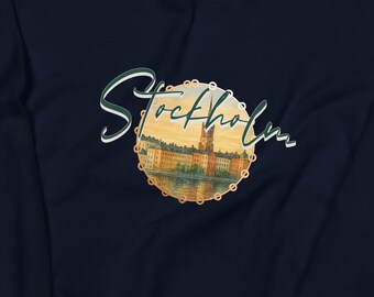 Stockholm Crewneck Sweatshirt, Swedish Scenic Travel Pullover, Unisex Scandinavia Shirt, Minimalist Nordic Gift