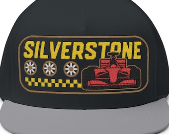 F1 British Grand Prix Embroidered Snapback Cap for Formula 1 Fans, Silverstone Embroidered Formula One Hat, Flat Panel{Free Personalization}