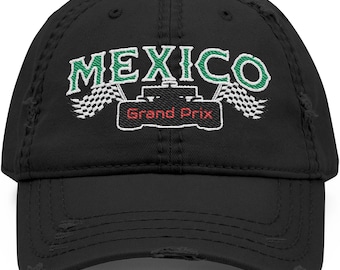 F1 Mexico Grand Prix Checo geborduurd ontspannen pasvorm verstelbare baseballpet Dad Hat, Sergio Perez Distressed Racing-hoed {gratis aanpassing}