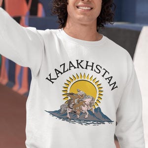 Kazakhstan Unisex Sweatshirt, Hoodie, Kazakh Men Women Travel Gifting, Astana Crewneck Jumper Pullover Top, Central Asia Traveler Present