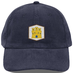 Castile Spain Flag Embroidered Hat, Castile Spain Banner Embroidered Vintage Cap, Europe Corduroy Baseball Cap Gift {free personalization}
