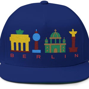 Berlin bestickte flache Schirmmütze, Berlin Deutschland Mode-Accessoire, trendige verstellbare Baseballmütze stilvolles Berlin Stickerei Geschenk