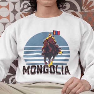 Mongolia Unisex Sweatshirt, Hoodie, Mongol Horsemen, Men Women Travel Gifting, Genghis Khan Crewneck Jumper Pullover, Ulaanbaatar Present
