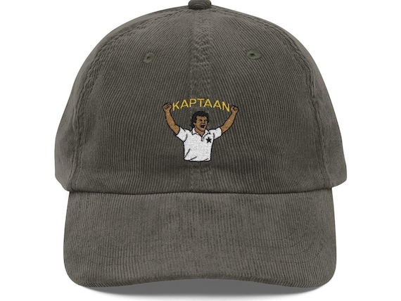 Imran khan Embroidered Corduroy Cap for Cricket Fans, Pakistan Cricket Cap Hat for Imran Khan Fans, Imran Khan Kaptaan Retro Hat