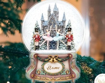 Personalized Nutcracker Ornament, Nutcracker Ballet Snow Globe, Magic Castle Christmas Ornament, Custom Fairy Ballet Ornament, Xmas Decor