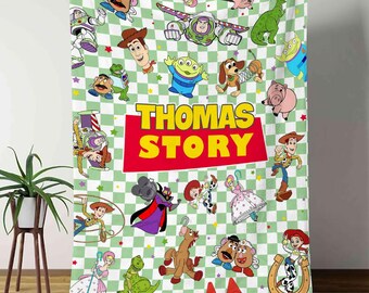 Personalized Toy Story Blanket, Custom Name Toy Story Characters Throw, Woody Buzz Lightyear Jessie Bullseye, You've Got A Friend In Me