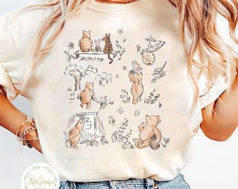 Retro Winnie The Pooh And Friends Shirt, Pooh Shirt, Winnie The Pooh Shirt, Piglet Tigger Eeyore, Pooh Baby Tee Crop Tank, Disney Trip Tee