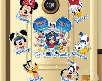 Personalized Mickey & Friends Disney Cruise 2025 Magnet, Disney Family Cruise Ship Stateroom Door, Disney Cruise Line, Disney Wish, Fantasy