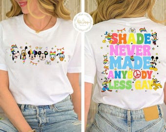 Disney Balloons LGBT Mickey & Minnie Shirt, Disney Pride Shirt, Disney LGBT Rainbow Pride Month Tee, Shade Never Made Anybody Less Gay Shirt