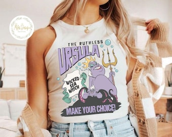 Retro Disney Villains Ursula Baby Tee Crop Tank, The Little Mermaid Ursula Sea Witch Tee, Disney Birthday Gift Shirt, Disneyland Trip Shirt