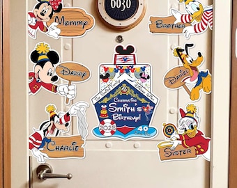 Personalized Mickey & friends Birthday Magnet, Custom Name and Age Best Birthday Ever Disney Cruise Line Magnet, Cruise Ship Stateroom Door