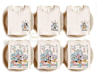 Personalized Disneyland Mickey And Friends Shirt, Custom Name Disney Family 2025 Shirts, Retro Disneyland Trip Tee, Disney Family Vacation