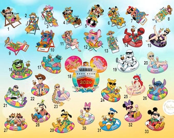 300+ Disney characters Summer Cruise magnet, Swimming floats Mickey & friends, Personalized 1st Cruise Magnet, Disney Family Cruise Magnet