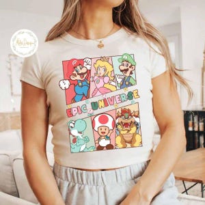 Comfort Color Coquette Bow Epic Universe Shirt, Orlando Park Shirt, Mario Baby Tee Crop Tank, Mario Coquette Shirt, Princess Peach Yoshi