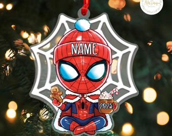 Personalized Spiderman Ornament, Custom Disney Spidey Christmas Gift, Christmas Ornament For Kid, 2025 Christmas Tree Decor Gift For Kid
