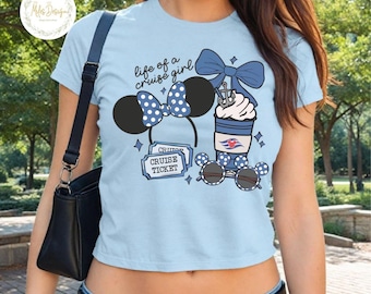 Disney Coquette Bow The Life Of A Cruise Girl Baby Tee, Minnie Mouse Girl Cruise Trip Shirt, Let's Cruise, Disney Wish Dream Magic Wonder