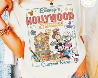 Personalized Vintage Hollywood Studios Disney Shirt, Hollywood Tower Baby Tee Crop Tank Star Wars Slinky Family Matching Vacation Shirts