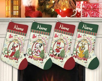 Personalized All Characters Mickey & Friends Christmas Stockings, Disney Family Christmas Gifts 2025, Coquette Christmas Stockings With Name