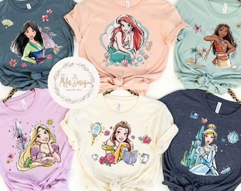 Disney Princess Shirt - Vintage Fairytale Tee, Cute Aesthetic Princess T-Shirt, Disney Girl Trip Tee, Disney Group Shirt, Disney Tee