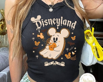 Retro Mickey Ghost Minnie Ghost Halloween Couple Shirts, Walt Disneyland Est 1955 Tee, Girly Disney Halloween Baby Tee Crop Tank, Spooky