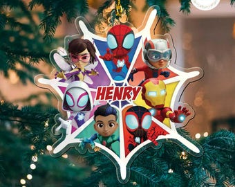 Personalized Spiderman Christmas Ornament, Custom Kid Spidey Ornament, Birthday Boy Gift, Spidey Xmas 2025 Ornament, Superhero Ornament