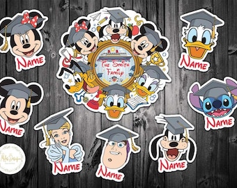 200+ Disney Characters Personalized Disney Graduation Cruise magnet, Mickey & friends Disney Grad trip Magnet, Graduate Family Cruise Door